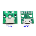 TYPE-C MICRO USB To DIP Adapter Female Connector B Type PCB Converter Breadboard USB-01 Switch Board SMT Mother Seat With Wire