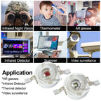IR LED 3W 730nm 740nm 850nm 940nm 1050nm 3Watt Chip Diode Infrared Red Beads Radiation Bulb Laser Flashlight Night Vision Camera