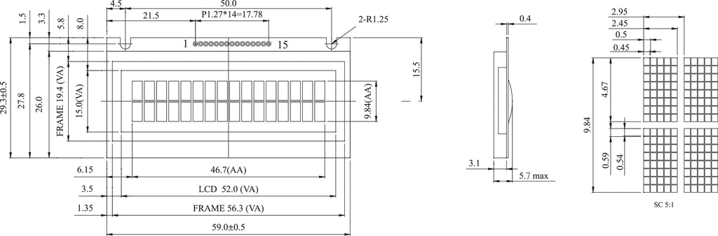 5V Compatible Screen Panel BC1602K BC1602K1 Ultra-thin LCD Display 16x2 16*2 Industrail Device