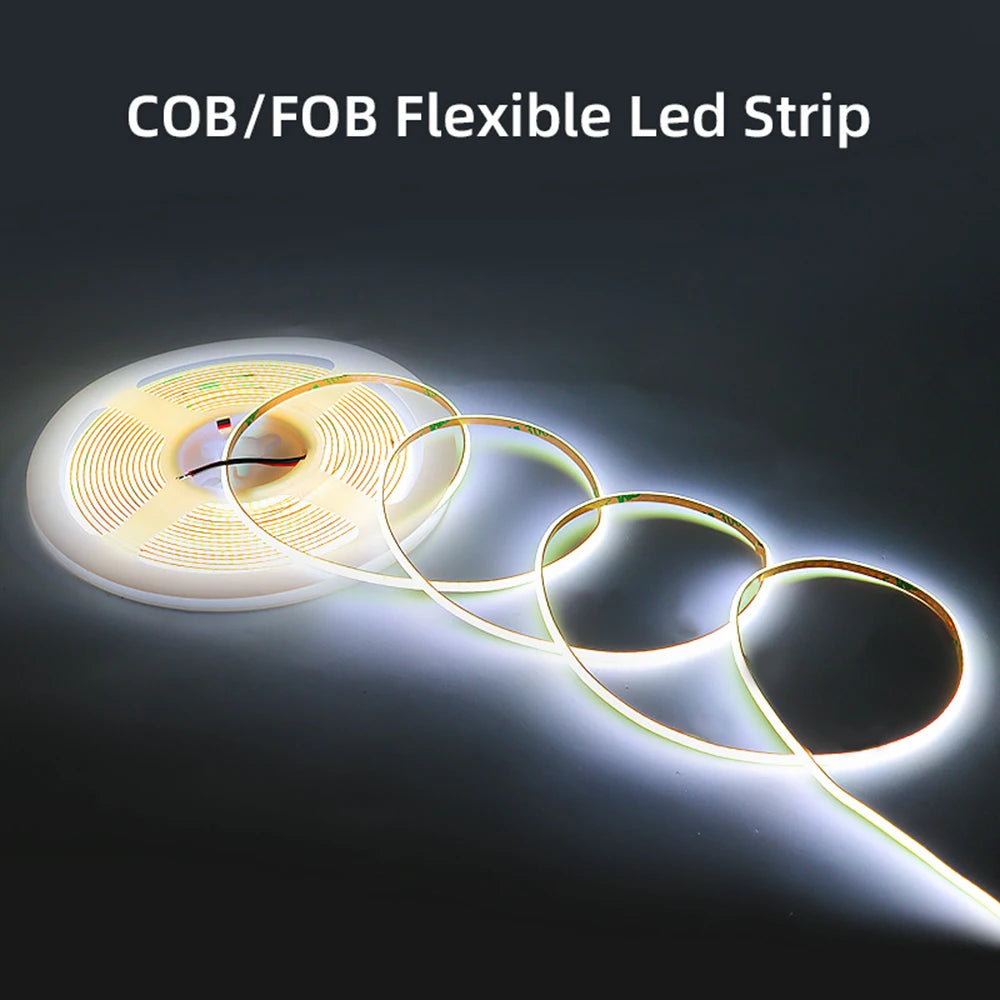 5V 12V 24V 3mm Ultra Narrow COB LED Strip 400LEDs LED Bar Lights for Car Lamp Orange 1800K 2000K Warm White 4000k Red 5m 10m 50m