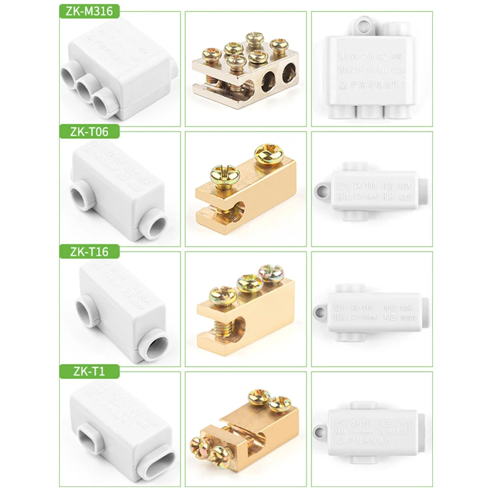 High Power 60A/80A/100A 400V/1000V 1.0-16mm2 No disconnection Wire Connector Cable Splicing Wiring Terminal Block Junction Box
