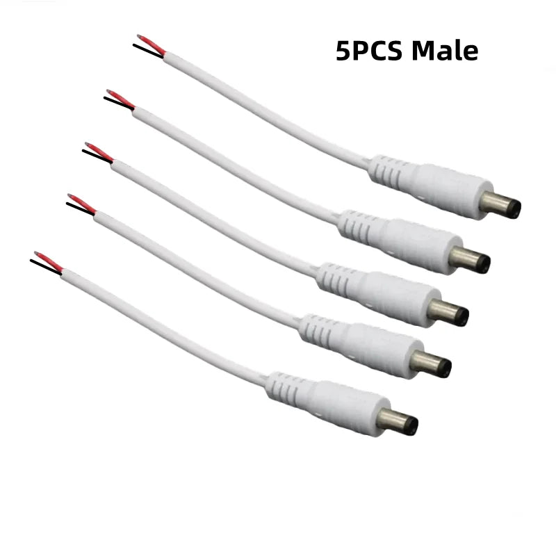 5.5mm X 2.1mm DC Jack Connectors Power Extension Cable 22AWG Female Male DC Plug Adapter For CCTV Camera 5050 3528 LED Strip