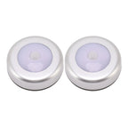 2 Pack Energy Saving Motion Sensor Night Light Battery Powered Small LED Induction Lamp White Light Round Sensing Lamp Drawer