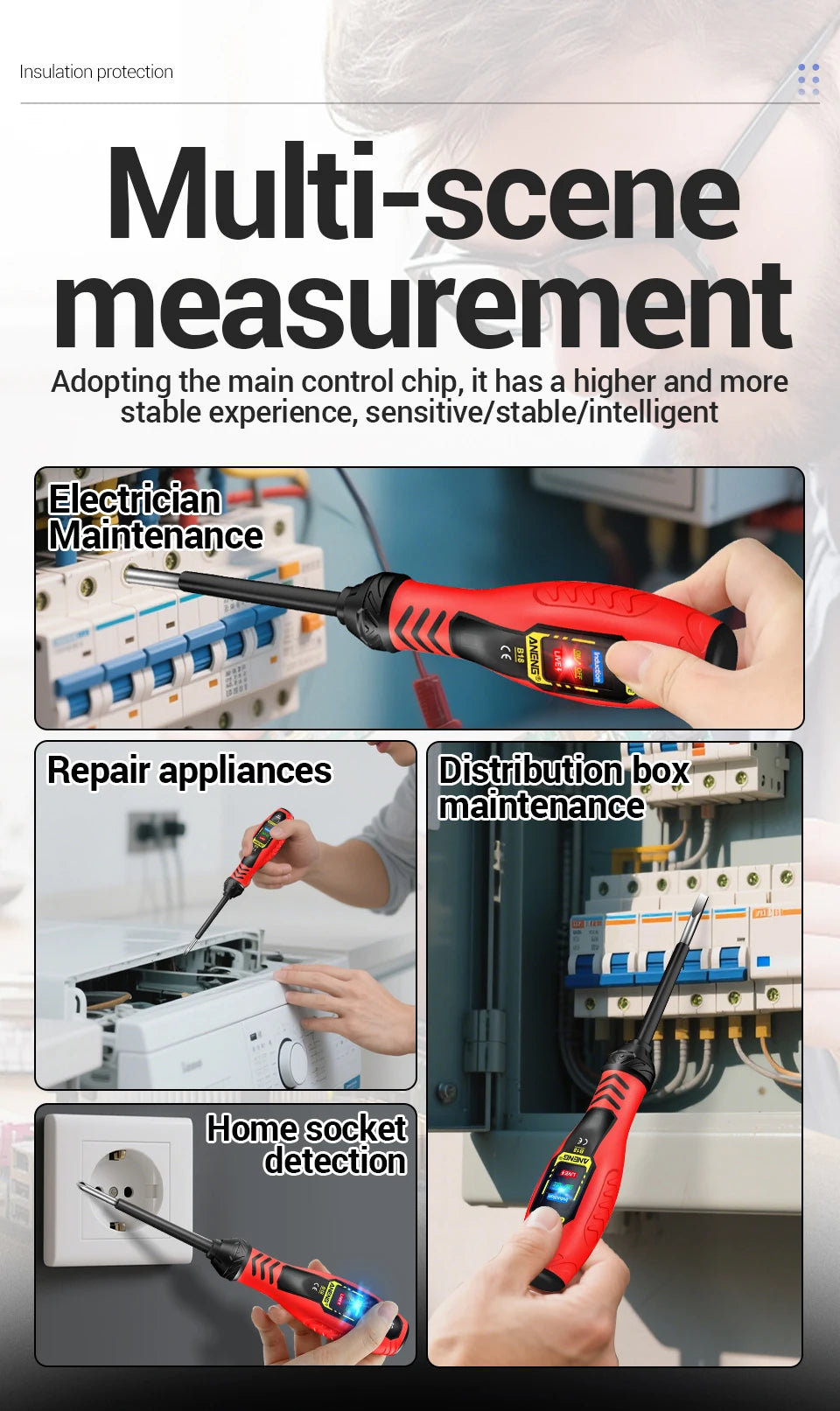 ANENG ST170 Clamp Meter Digital Multimeter Tester 500A AC Current AC/DC Voltage+B18 Highlight Voltage Tester Pen Electrician Set
