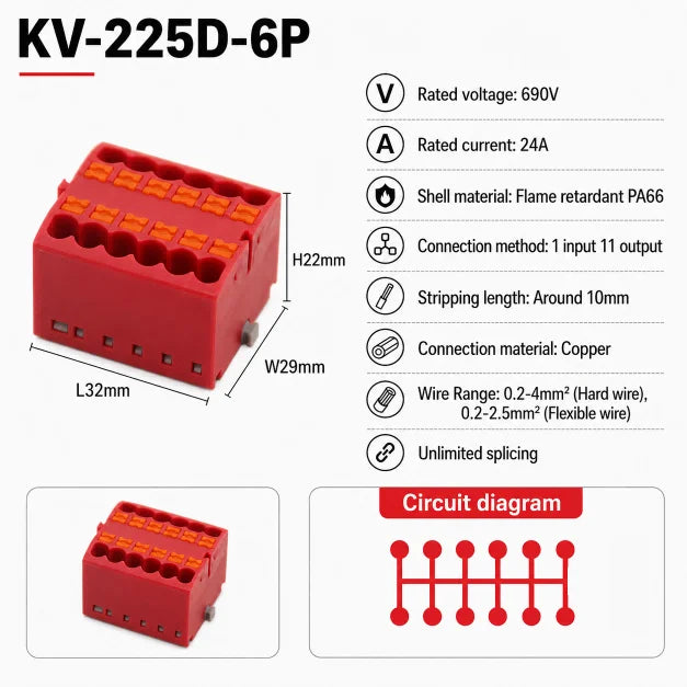 1Pc Wire Electrical Cable Connectors Plug-in Terminal Block PTFIX 2.5mm² Splitter Spliceable DIN-Rail Mounting Junction Box Too
