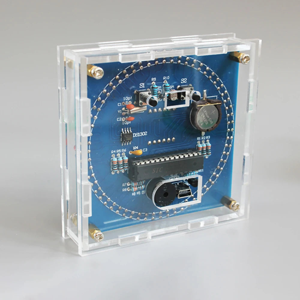 Rotating LED DIY Electronic Digital Clock / Shell DS1302 Dynamic Clock Light Controlled Temperature Display 51 SMC Welding
