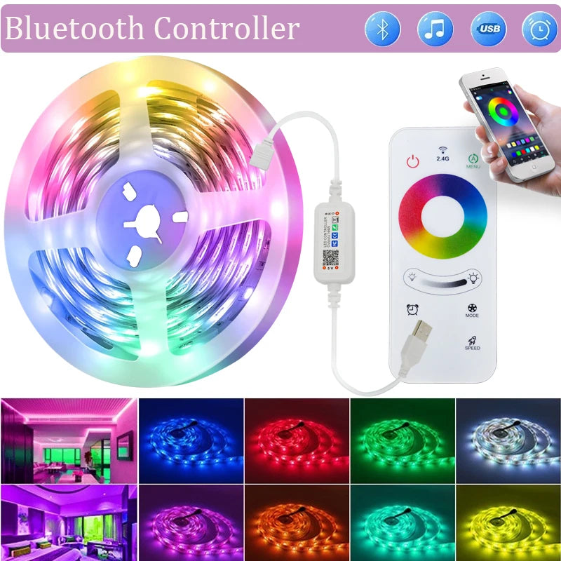 Tuya WiFi LED Strip Lights Smart Life USB 5050 RGB Lamp Tape TV PC Backlight Room Light Flexible Diode Work With Alexa Google