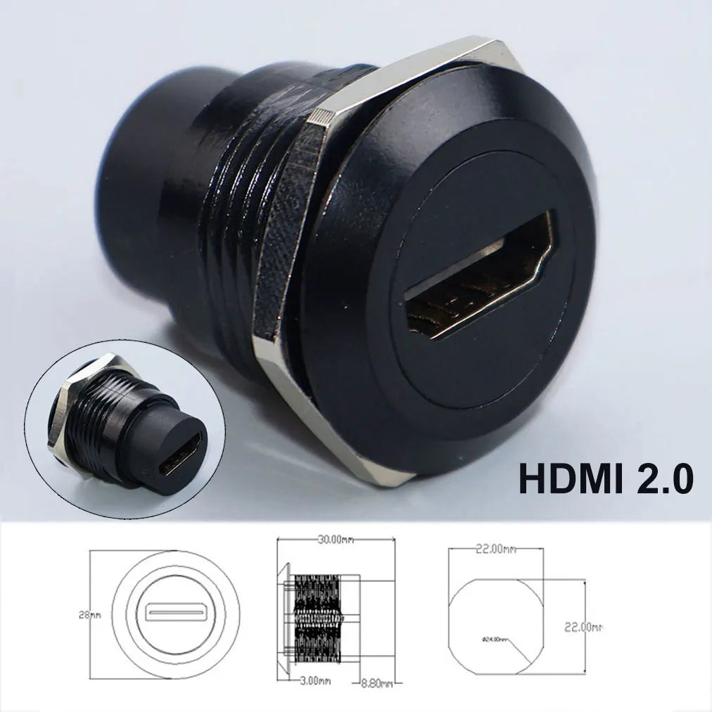 YanXI 1pc Round Socket Module D Type RJ45 Straight Through Network Type-C USB2.0 USB3.0 Connector Panel Mounting HDMI-Jack CAT6