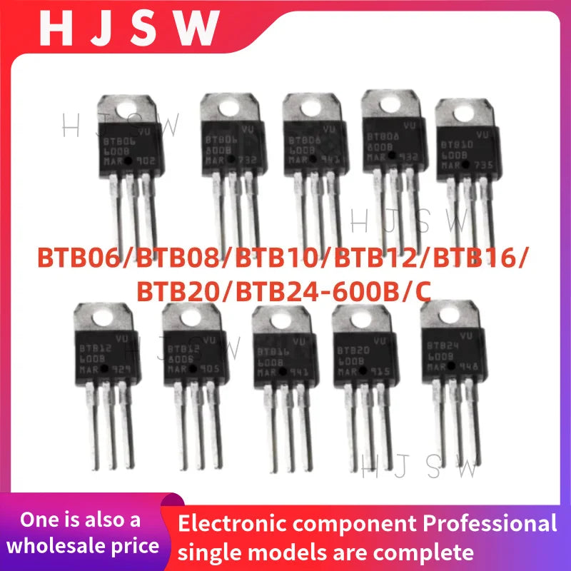 20PCS 100% New Quality BTB06-600B BTB08-600B BTB10-600B BTB12-600B BTB06-800B BTB08-800B BTB10-800B BTB12-800B BTB TO-220 Triac