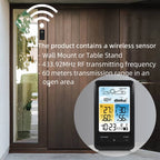 Wireless Table Weather Station Color LCD Digital Temperature Humidity Monitor Moon Phase Barometer Forecast Sensor Alarm Clock