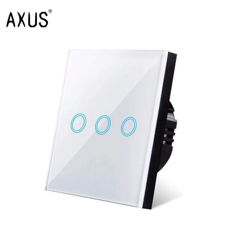 AXUS EU Touch Switch  AC100-240V Power LED 1/2/3 Gang Crystal Glass Panel Wall Lamp Light Switch Sensor Switches Interruttore