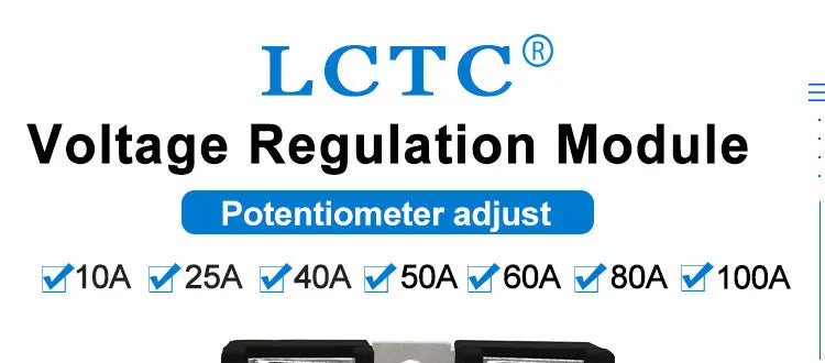 LCTC SSR Solid State Relay Voltage Regulator Adjustable 10A 25A 40A 50A 60A 80A 100A VA Single Phase 0-380VAC Potentiometer