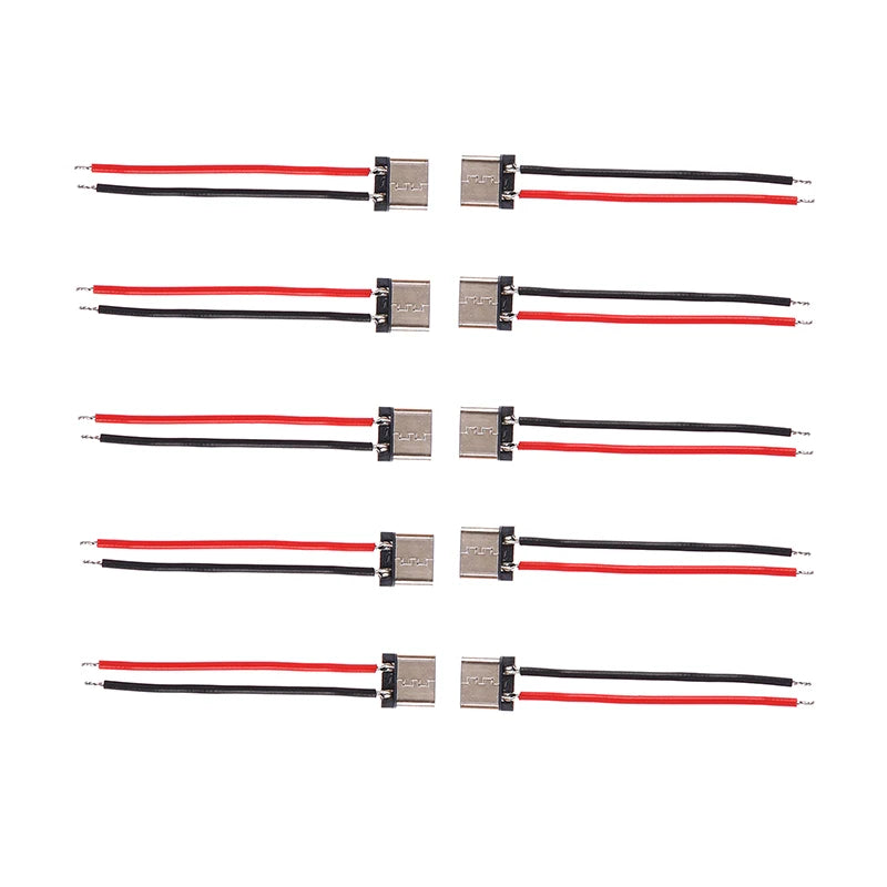 10Pcs Micro USB Type-C 2Pin Horizontal 2P Simple Soldered Female Plug-in Board Quick Charging Connector