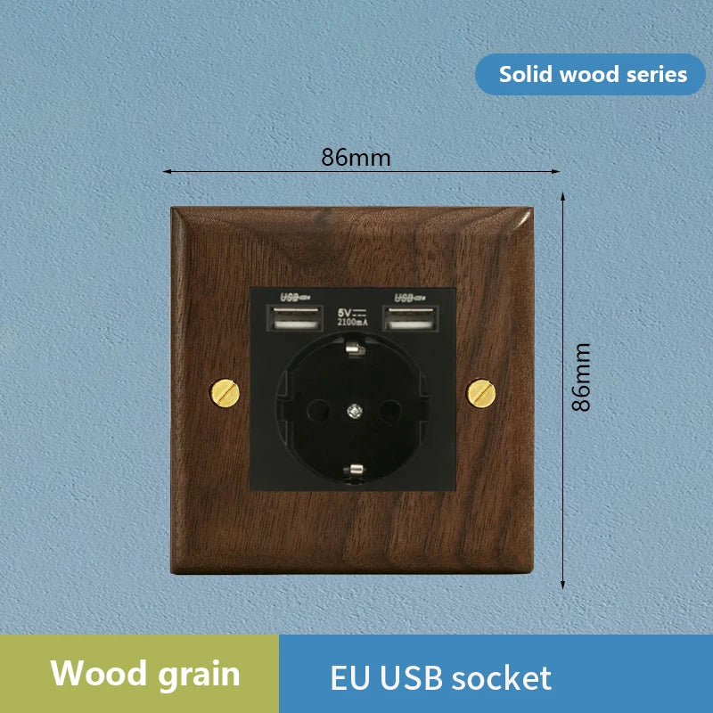 1/2/3/4gang1/2way European Vintage Passage Wall Light Solid Wood Brass Toggle Panel Switch Power Outlet, Antique Home Decor