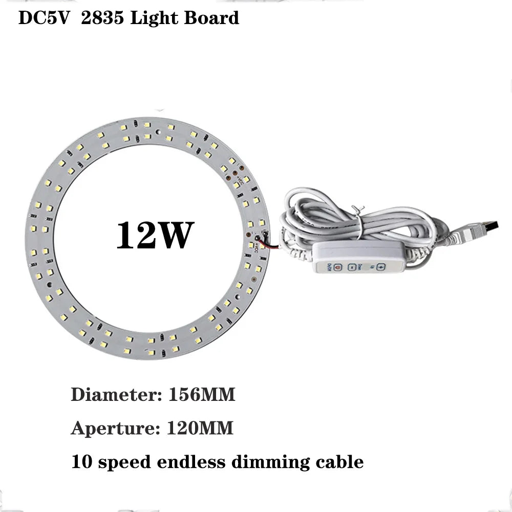 1pcs DC5V Dimmable SMD5730/2835 Led Ring White Color Lamp Bead 10W 12W LED Light Board White Warm Light with 2M cable