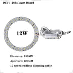 1pcs DC5V Dimmable SMD5730/2835 Led Ring White Color Lamp Bead 10W 12W LED Light Board White Warm Light with 2M cable