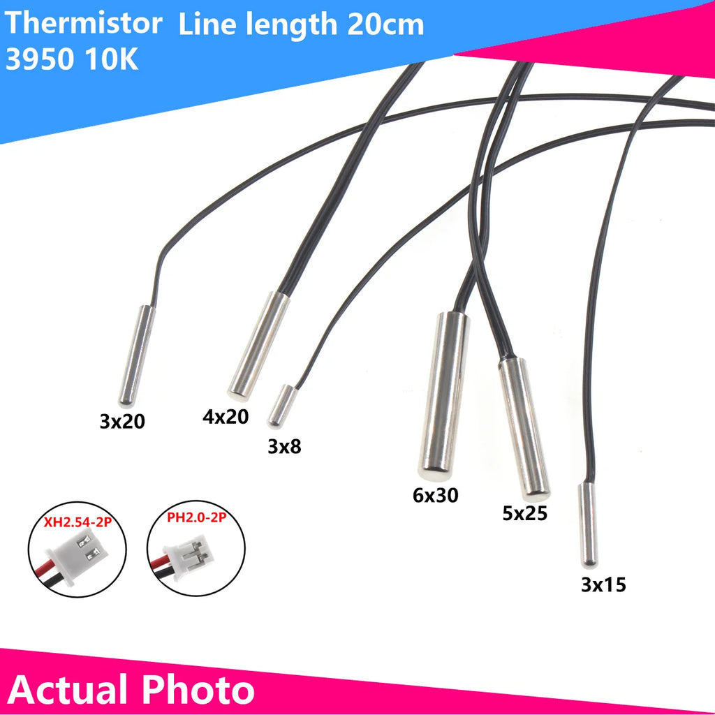 Negative temperature sensor NTC thermistor 10K 3950 wire length 20cm 3*8MM 3*15MM 3*20MM 4*20MM 5*25MM 6x30mm