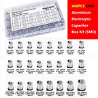 145PCS/400PCS capacitor kit Aluminum Electrolytic SMD  condensadores electrolíticos 1uF~1000uF 6.3V-50V 10/24Value with box kit