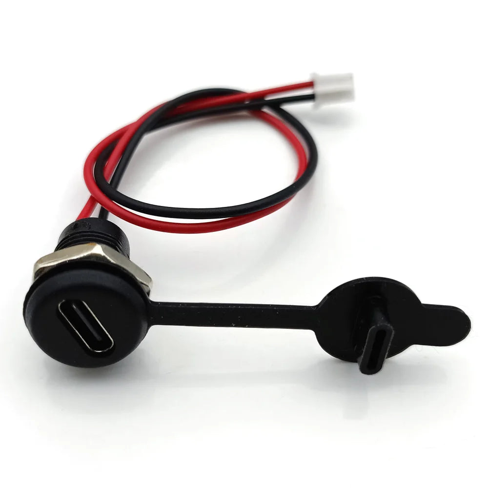 USB-C 3A High Current Charging Socket With Nut Snap Lock Plate USB C TYPE-C Female Type C Waterproof Female Connector Jack