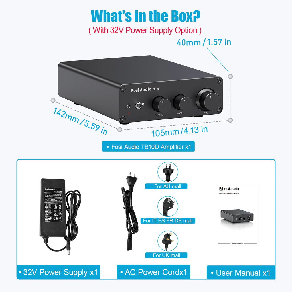 Fosi Audio Upgrade 600W Digtal HiFi Sound Power Amplifier TPA3255 Class D Stereo Amp With Treble & Bass For Home Theater Speaker