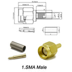 50-1.5 Cable SMA Male Female Straight Connector Gold Plated RP-SMA Crimping Adapter For RG178  RG316 RG174 LMR100 Wholesale