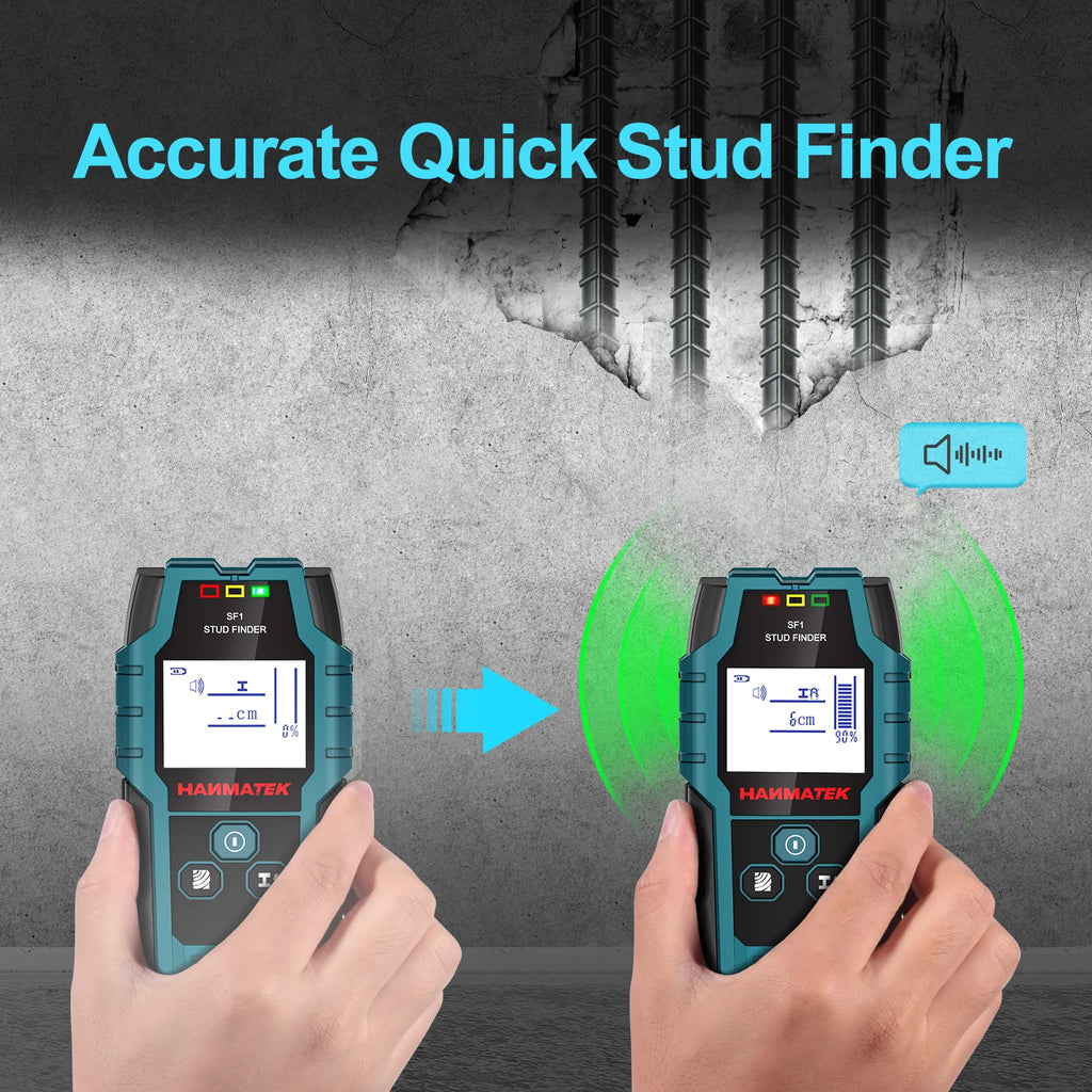 HANMATEK SF1 Stud Finder Wood Studs Metal Detection of Live Cable Metal Depth Measurement Finder Wall Detector Scanner