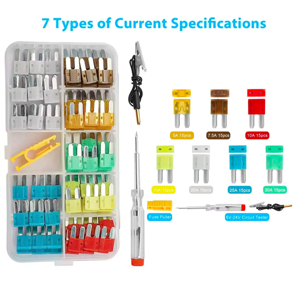 Micro2 Fuses Assortment Kit- 105 Pcs ATR APT Blade Car Fuses With Fuse Puller, Automotive Replacement Fuse For Car, Boat, RV