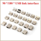 10Pcs USB 2.0 4Pin A Type Female Socket Connector G54 2 Feet 90/180 Degree Data Transmission Charging USB Connector