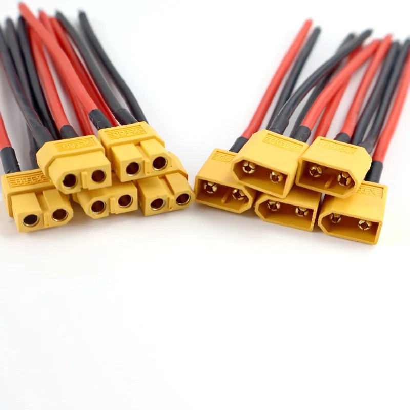 5pcs XT60 Female/Male Plug Battery Connector 14AWG 10cm with Silicone Flexible Wire RC Lithium Battery Motor Parts DIY