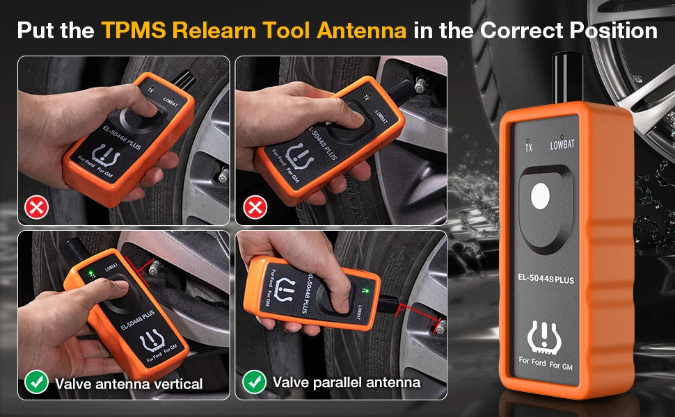 KINGBOLEN EL-50448 Plus TPMS Relearn Tool for Ford GM TPMS Relearn Tool for Ford GM Tire Pressure Monitor Sensor Reset Tool, 2 in 1 Relearn Tool for F150 Lincoln Buick Cadillac