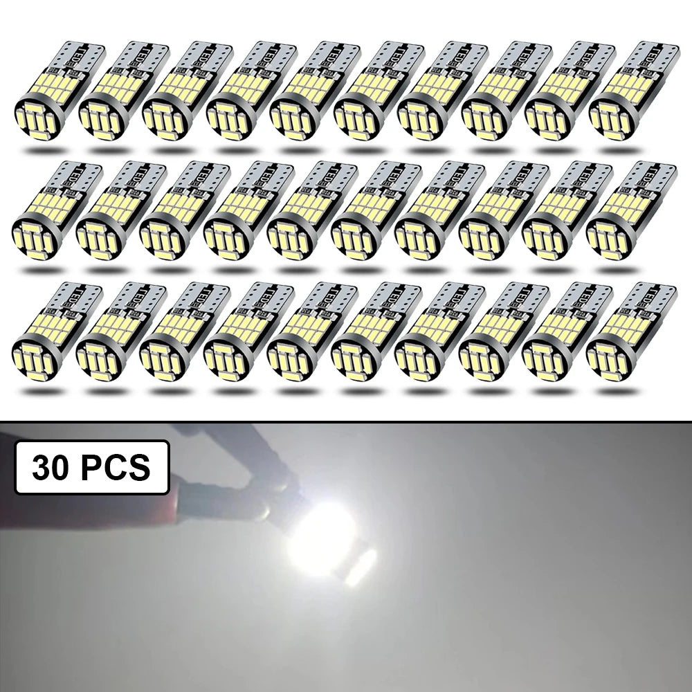 10-40 PCS CANBUS No Error T10 W5W LED Bulb For Car Interior Dome Door Map Trunk License Plate Lights 12V 26SMD 400LM 6500k White