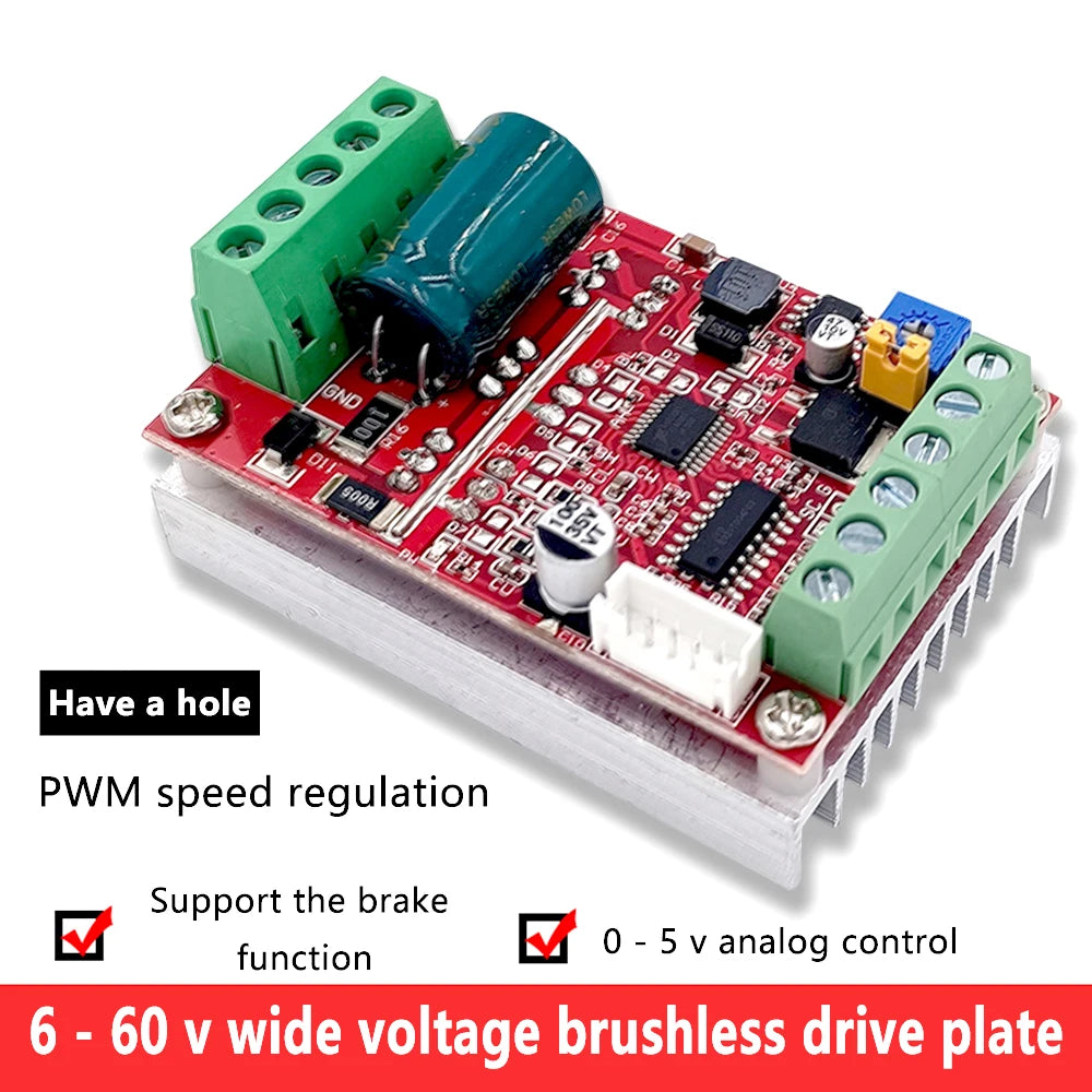 ZS-X11H V1 DC 6-60V 400W BLDC Three Phase DC Brushless Motor Controller Mini PWM Hall Motor Control Driver Board