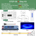 COB LED Strip PIR Motion Sensor Stair Lights Kit Step by Step Control Indoor Smart Staircase Lighting Controller with Main Line