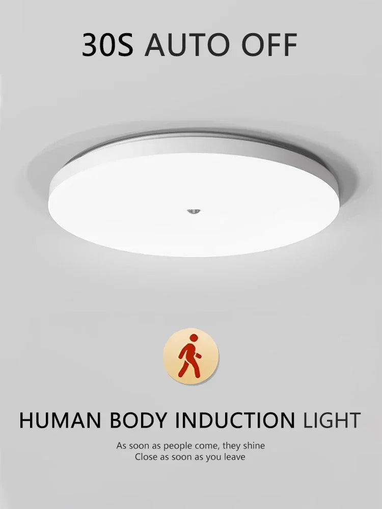 LED Ceiling Light with Motion Sensor Human Infrared Sensing Light Staircase Garage Corridor Warehouse Indoor Lighting Fixtures