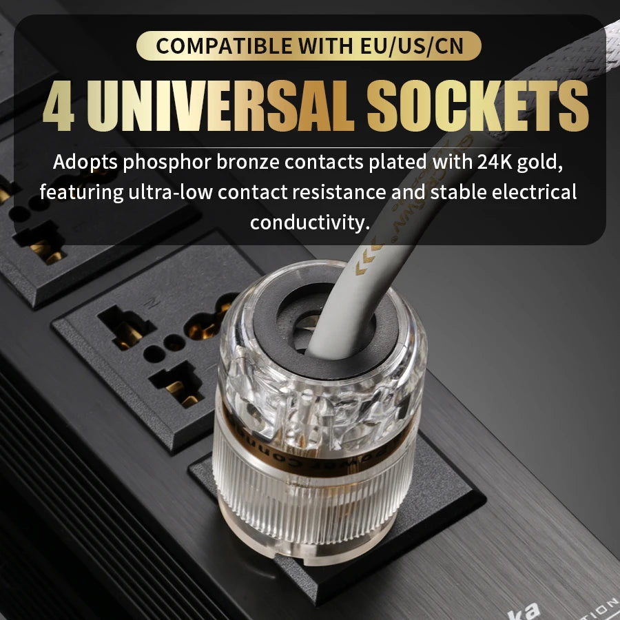 High-End Audio Power Filter 4 Universal Outlets Power Noise Isolation Purifier Socket for HiFi Stereo Equipment