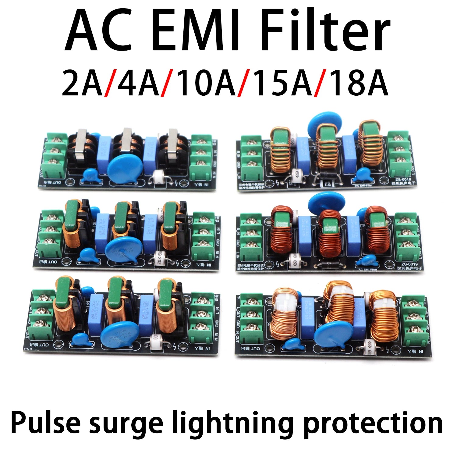 AC 220V/110V EMI Power Filter FCC 3-Stage Noise Suppressor for Hi-Fi Amplifier, Audiophile Grade Purifier Lightning Protection
