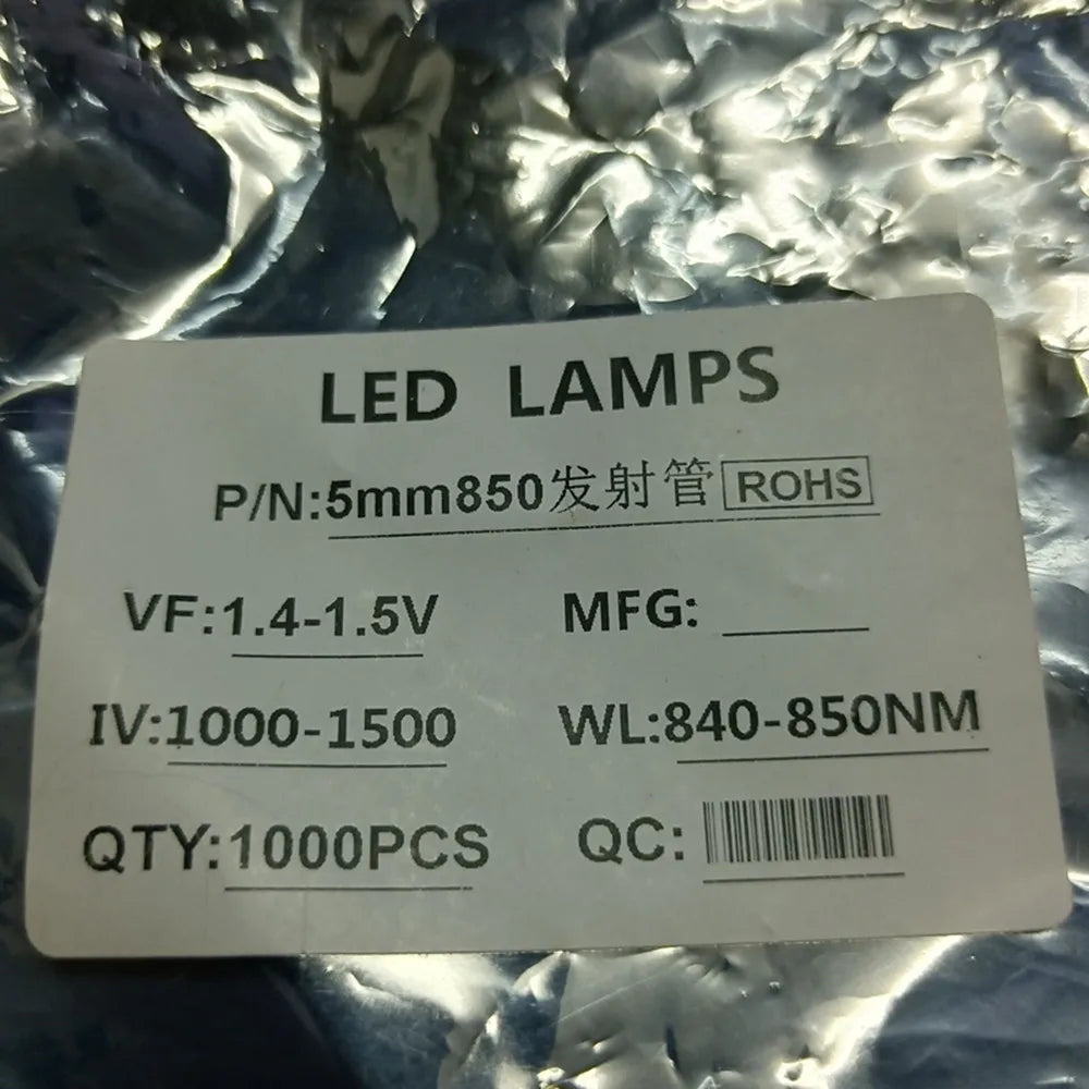 100pcs 5mm IR LED 850nm Clear Lens Infrared Diode 20mA Transparent 5 mm Through Hole Light Emitting Diode 850 Nm LED Lamp