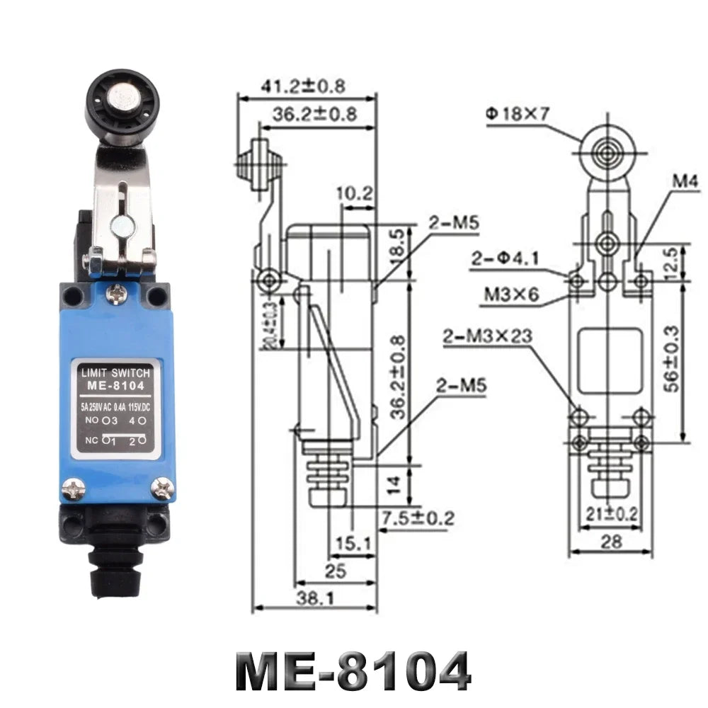 CNC Momentary Limit Switch ME 8104 8108 8111 8122 9101 5A/220V Rotary Roller Lever Sealed Industrial Machine Limit Switch