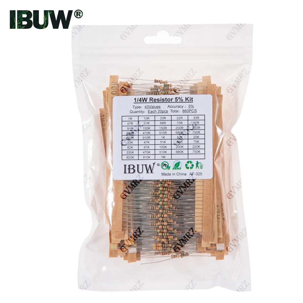 1/2W 1W 2W 3W Resistance 5% Metal Film Resistor Assortment Kit Set 30Kinds Each 5/10PCS 1R~750R 1K~820K Ohm