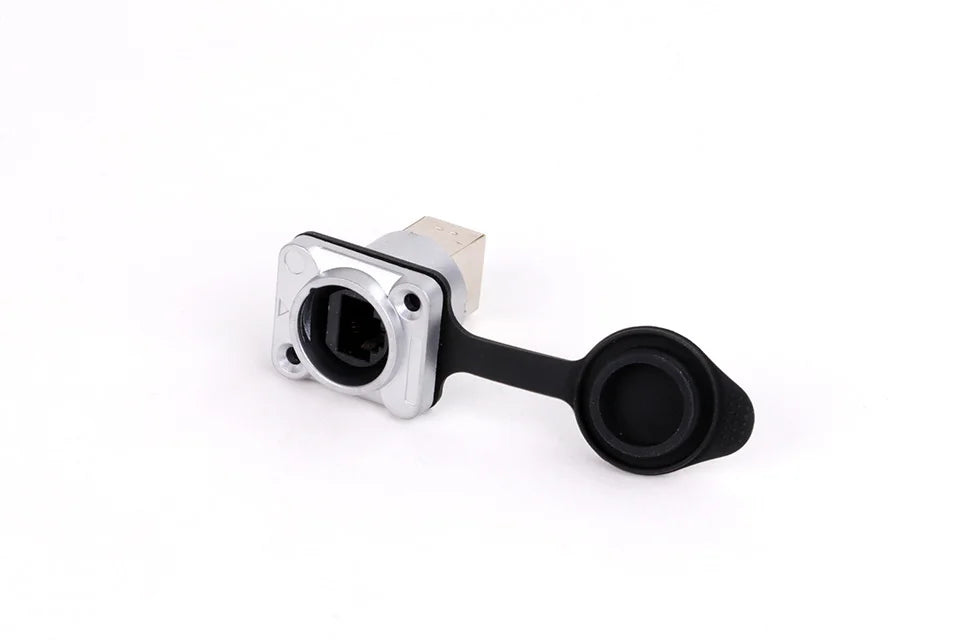 10pcs Waterproof D type RJ45 Connector Female to Female Socket Metal Shell Chassis Panel Mount Network Ethernet RJ45 Adapter