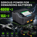 HTRC H6X2AC Dual Channel Battery Charger DC 400WX2 AC300W 16AX2 for 1S~6S Lipo Li-ion LiFe LiHV LTO NiMh RC Battery Fast Charge