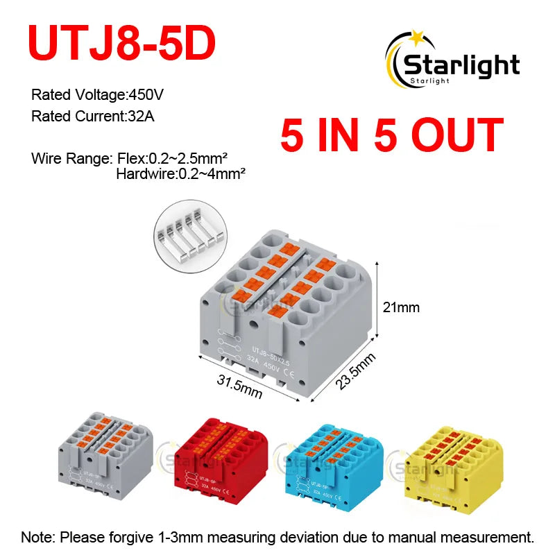 Distribution block PTFIX2.5mm² Wire Electrical Cable Connectors Plug-in Terminal Block  Splitter DIN-Rail Mounting Junction Box