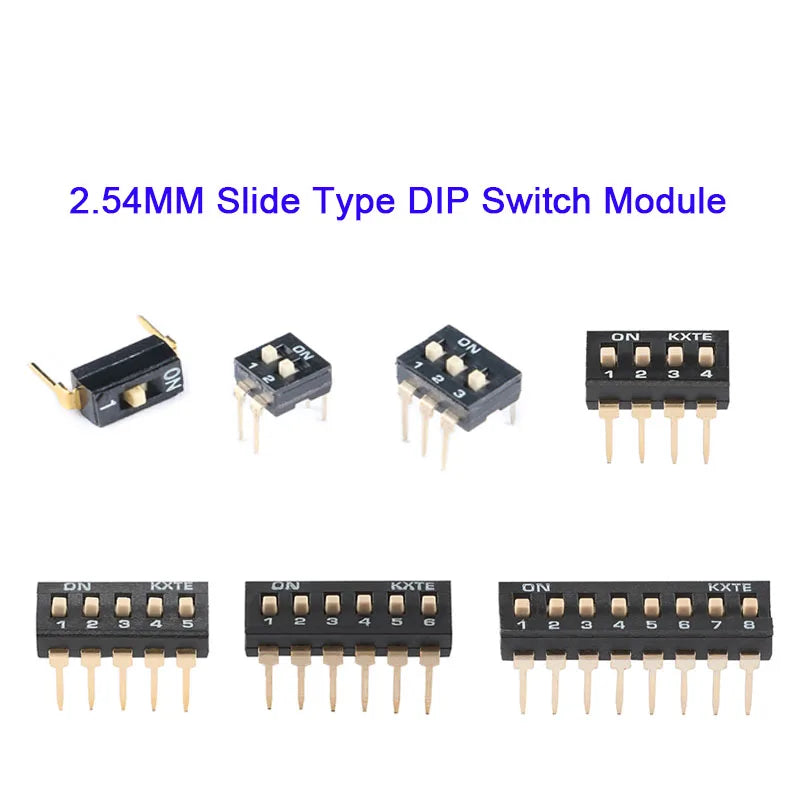 10PCS Slide Type DIP Switch Module 1 2 3 4 5 6 7 8 10PIN 2.54mm Position Way DIP Pitch Toggle Switch Black Snap Switch Dial