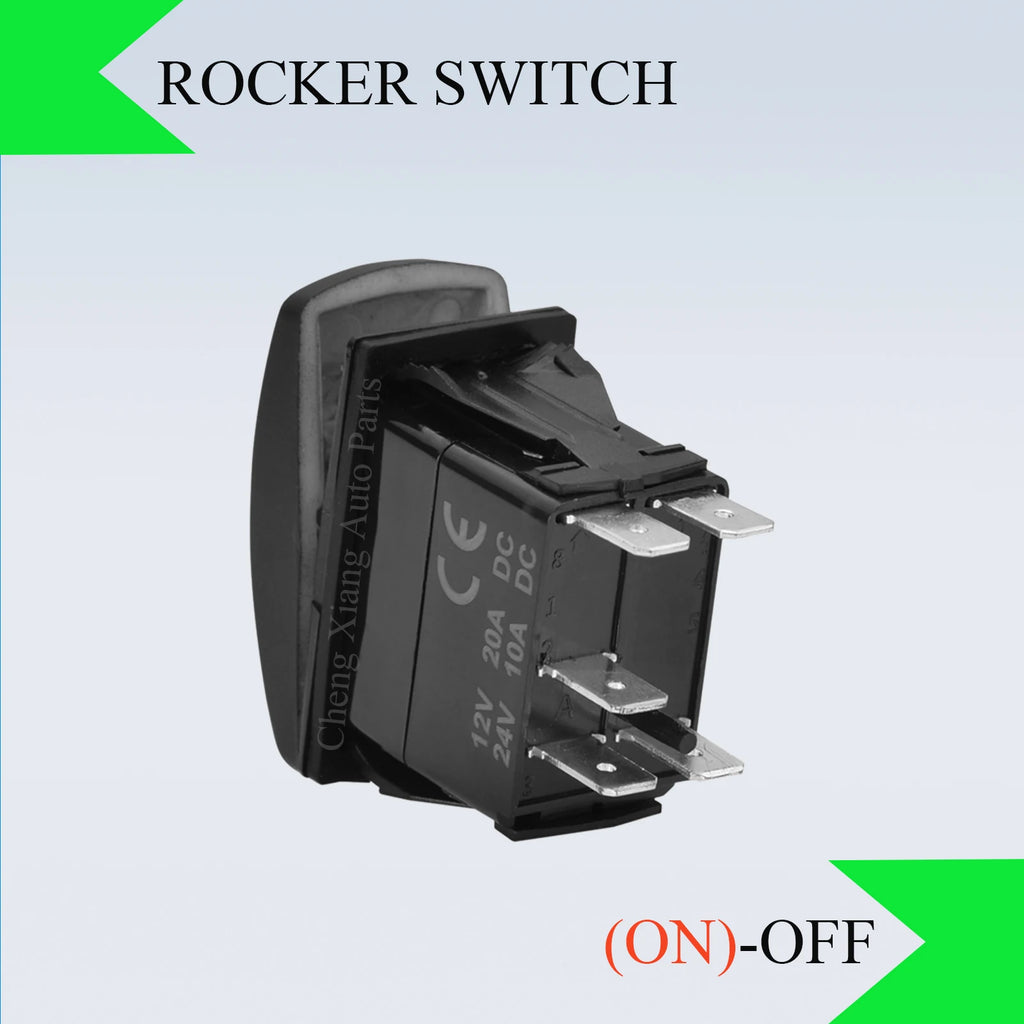 Green Led (ON)-OFF-(ON) (ON) OFF ON ON OFF ON Rocker Switch 12V 20A DPDT SPST Illuminated Rocker Switch Car Boat Accessories