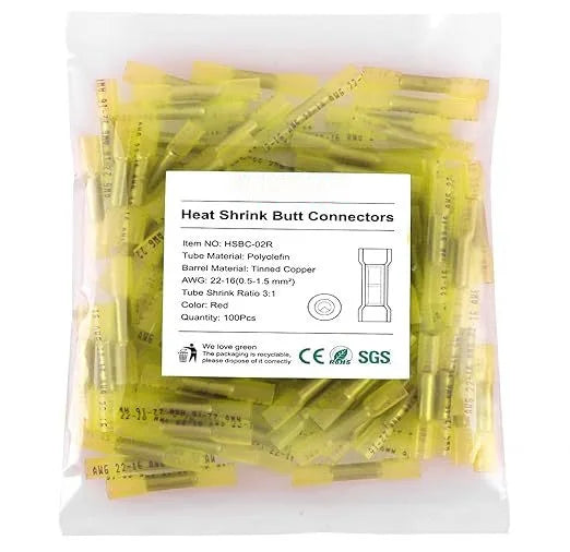 20/50/100/200PCS AWG 24-10 0.3-6.0mm2 Waterproof Insulated Automobile Wire Cable Crimp Terminals Heat ShrinkButt Wire Connectors