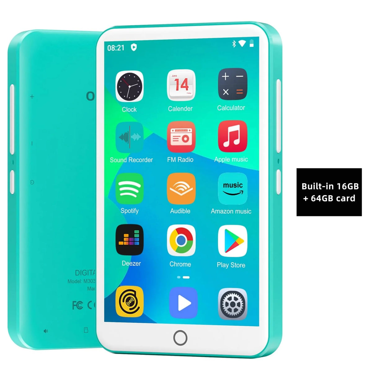 16GB/80GB  MP3 Player Android 9.0 with Bluetooth and WiFi, 4.0-inch with speakers, FM radio, eBooks, capacity up to 512GB