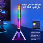 4D Upgrade Atmosphere RGBIC PickUp LED Bar Recharge 4-Side Shine Music Rhythm BLE App Control for PC Gaming Desktop Car Decor