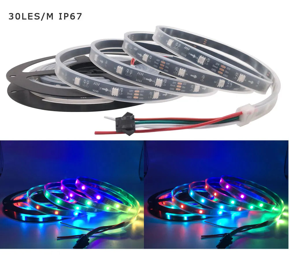 WS2811 WS2812B WS2813 WS2815 5050RGBIC Smart LED Strip Lights Individually Addressable IC  30/60/144Pixels/Leds/m Light DC5V/12V
