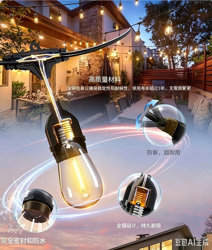 6pcs 12/20/30/50/100/200cm LED CFL Light String Flame Retard Durable Safe Waterproof E26 E27 Lamp Bulb Holder Socket