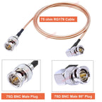 RG179 Cable 75 Ohm BNC Male Right Angle to BNC Male Plug Connector Adapter for Video Camera SDI Camcorder HD-SDI/3G-SDI/4K/8K